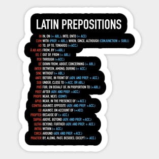 Latin Prepositions List Sticker